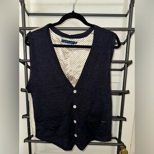 Modern Amusement Navy Cardigan with Polka Dot Interior